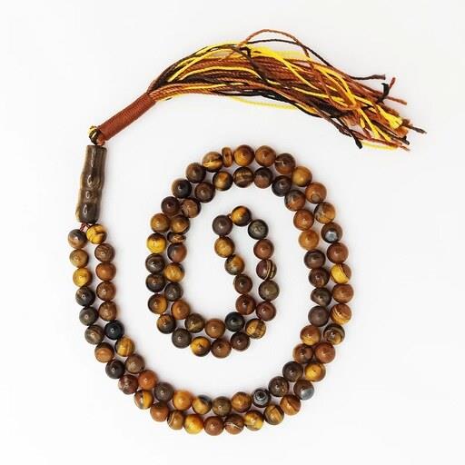 تسبیح سنگ تایگر (چشم ببر) 101 دانه سایز 6 میل